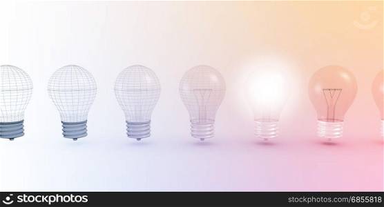 Creative Thinking with Light Bulb Illuminated as Concept. Creative Thinking