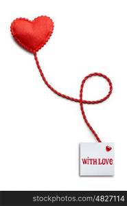 Creative valentines concept photo of hearts on the rope on white background.