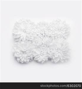 Creative white flowers layout , floral pattern or background for greeting card of Mothers day,birthday, Valentine?s Day, wedding or happy event. Flowers composition