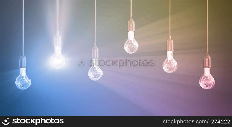 Creativity Abstract with Light Bulbs Concept Background. Creativity