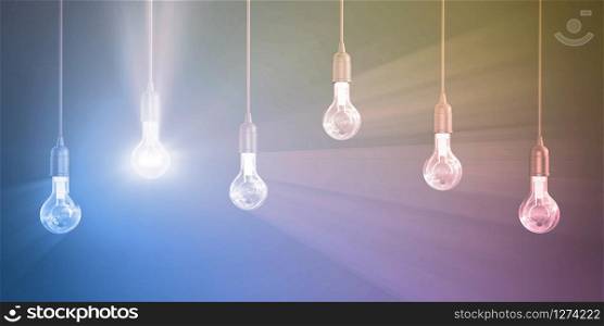 Creativity Abstract with Light Bulbs Concept Background. Creativity