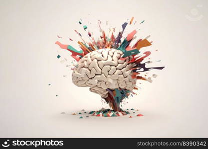 Creativity concept with a brain exploding with colorful ideas. Generative AI