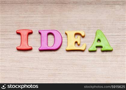Creativity concept with idea word on background