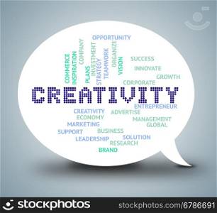 Creativity Words In Speech Bubble Shows Creative Ideas And Innovation