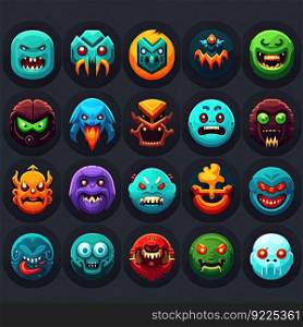 creature monster character avatar ai generated. emotion smile, emoticon cheerful, expression square creature monster character avatar illustration. creature monster character avatar ai generated