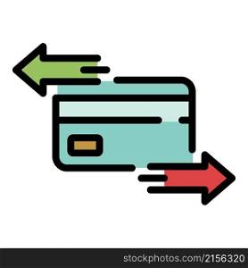 Credit card and arrows icon. Outline credit card and arrows vector icon color flat isolated. Credit card and arrows icon color outline vector