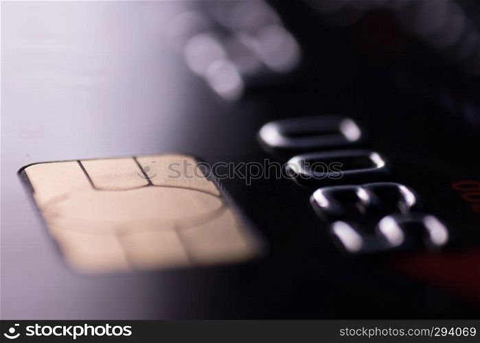 Credit card close reflexion and chip