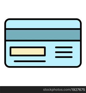 Credit card icon. Outline credit card vector icon color flat isolated. Credit card icon color outline vector