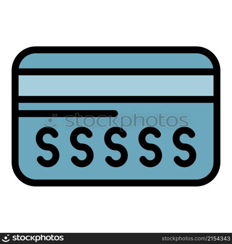 Credit card icon. Outline credit card vector icon color flat isolated. Credit card icon color outline vector