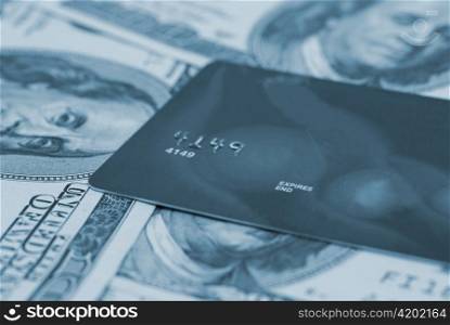 Credit card isolated on american dollars background