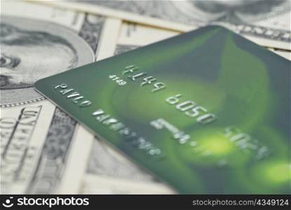 Credit card isolated on american dollars background