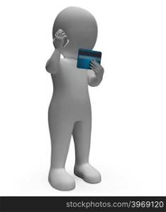Credit Card Meaning Purchasing Banking And Mobile 3d Rendering