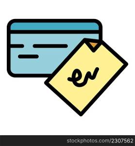 Credit card money icon. Outline credit card money vector icon color flat isolated. Credit card money icon color outline vector