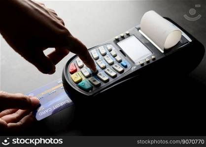 Credit card payment, buy and sell products   service,selective focus