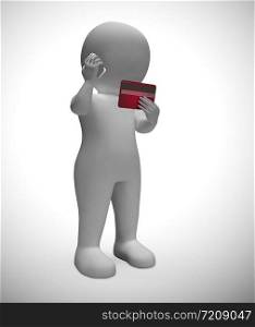 Credit card use over the phone for buying products or bookings. For paying on instalments or ease of use - 3d illustration