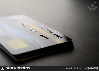 Credit cards that are stacked neatly together,selective focus