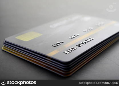 Credit cards that are stacked neatly together,selective focus