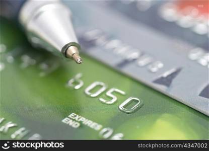 Credit cards with pen- concept finance background