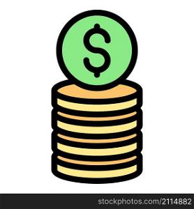 Credit coin stack icon. Outline credit coin stack vector icon color flat isolated. Credit coin stack icon color outline vector