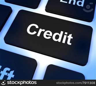 Credit Key Representing Finance Or Loan For Purchasing. Credit Key Represents Finance Or Loan For Purchasing