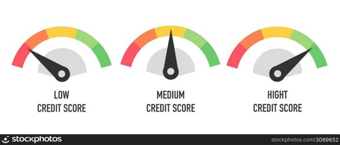 Credit score hight, medium and low concept isolated on white. Vector illustration . Credit score hight, medium and low concept isolated on white. Vector