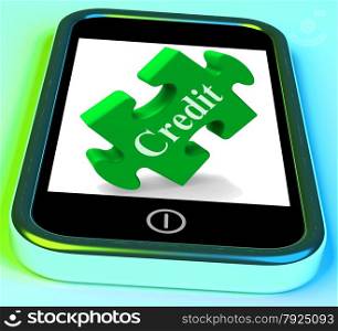 . Credit Smartphone Showing Financial Loan And Borrowing Money