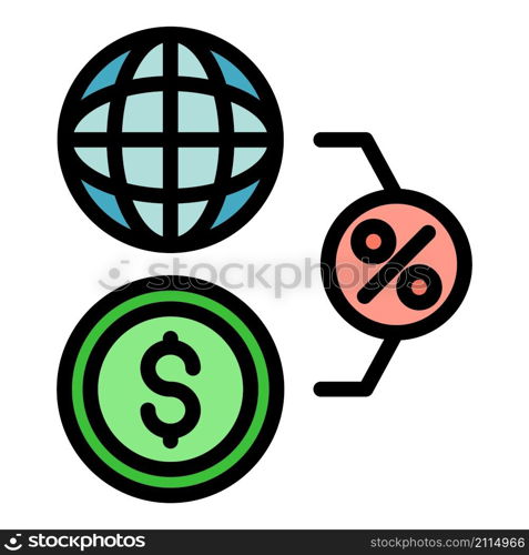 Credit union percent icon. Outline credit union percent vector icon color flat isolated. Credit union percent icon color outline vector