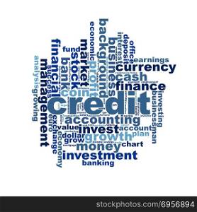 Credit word cloud concept on white background, 3d rendering.. Credit word cloud
