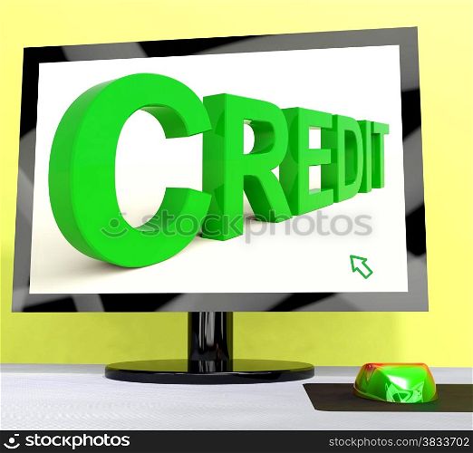Credit Word On Computer Shows Financial Loan. Credit Word On Computer Showing Financial Loan