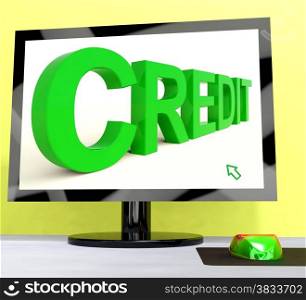 Credit Word On Computer Shows Financial Loan. Credit Word On Computer Showing Financial Loan