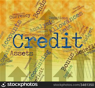 Credit Word Representing Debit Card And Bankcard