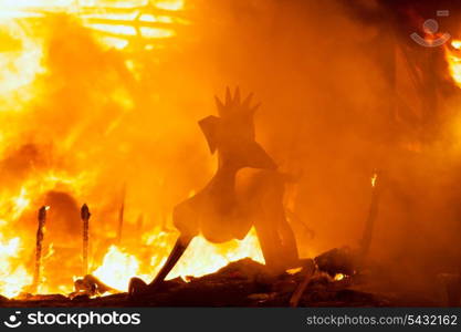 Crema in Fallas of Valencia on March 19 night all figures are burned as end of celebration