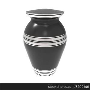 Cremation black urn, 3d rendering, isolated on white