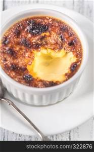 Creme brulee in the white pot