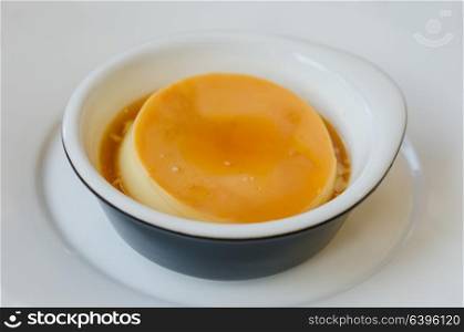 Creme caramel , Custard pudding flan in a bowl