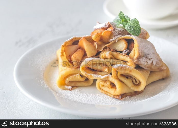 Crepes with apple slices