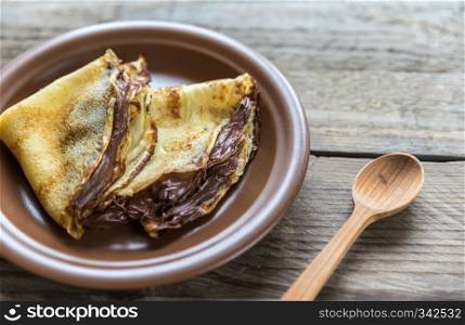 Crepes with chocolate cream