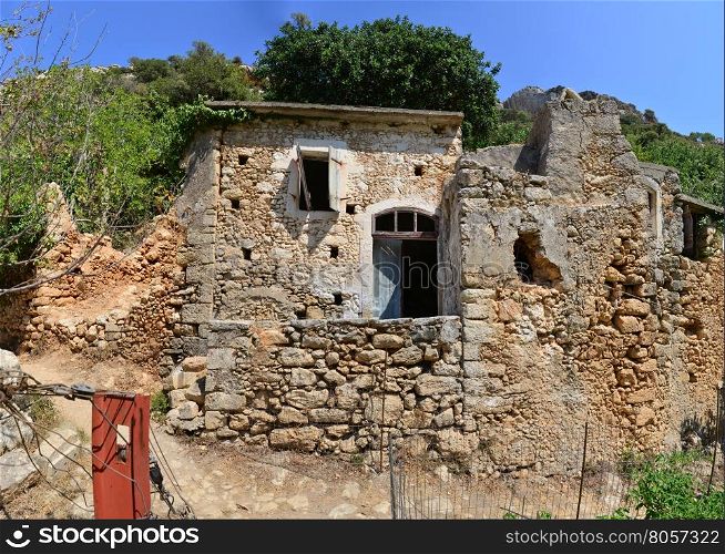 crete ancient greek house ruin in the valley of the forgotten mills