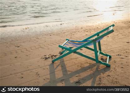 Crib on the beach. The seaside During evening sunset.