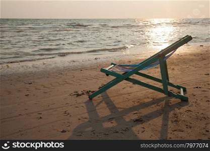 Crib on the beach. The seaside During evening sunset.