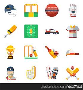 Cricket Icons Set . Cricket Icons Set. Cricket Vector Illustration. Cricket Flat Symbols. Cricket Design Set. Cricket Elements Collection.