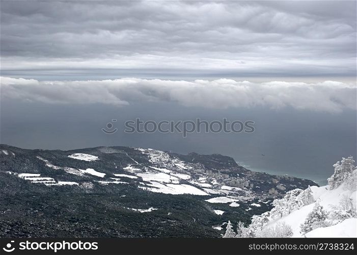 Crimea in the winter. View from Ay Petri mountain.