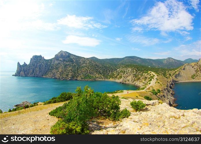 Crimean mountains and sea of summer morning