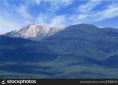 Crimean mountains with effective the sky and clouds