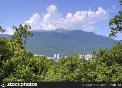 Crimean mountains with effective the sky and clouds