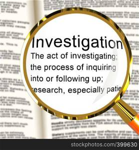 Criminal Investigation Definition Showing Crime Detection Of Legal Offense 3d Illustration. Analyzing Evidence Of Fraud Or Murder. Ambition Definition Magnifier Showing Aspirations Motivation And Drive