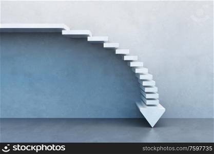 crisis concept, falling stairs, 3d rendering