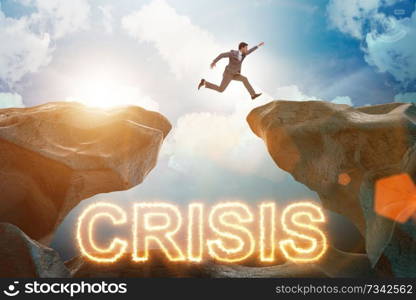 Crisis concept with businessman in business concept