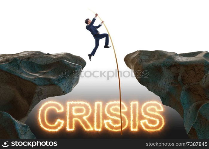 Crisis concept with businessman in business concept