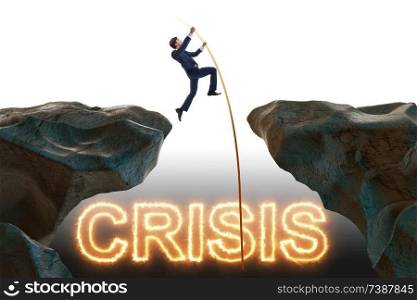 Crisis concept with businessman in business concept